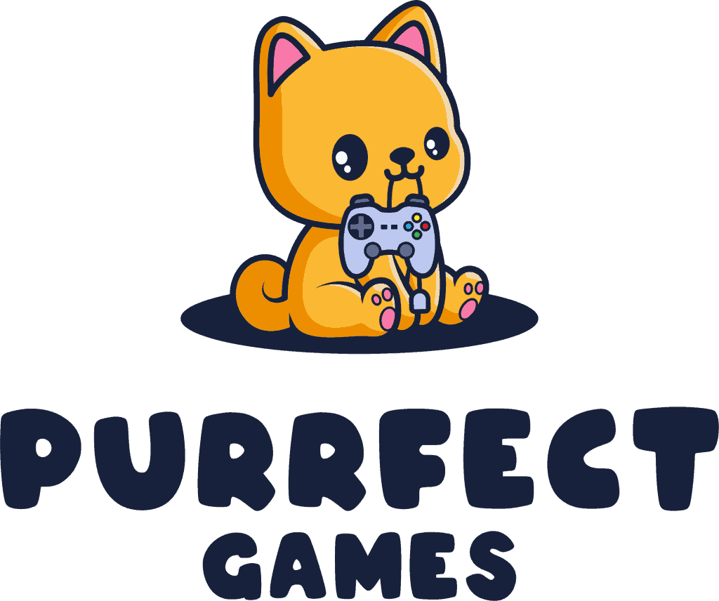 Purrfect Games: an orange cat holding a game controller